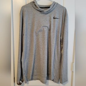 Nike Womens Dri-fit Long sleeve Shirt with hood Gray Size X-Large